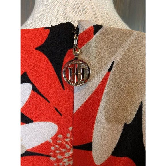 Tommy Hilfiger Dress Women's Size 4 Red Black Floral Pockets A Line Mini - Picture 6 of 13